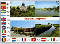 27299 W2815 Langwedel , Kr Verden, Aller - Teilansichten, Flaggen