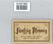 Notgeld 50 Pfennig , Detmold Geld auf AK