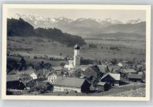 87549 W8977 Rettenberg , Oberallgäu - Kirche, Ortsansicht, Alpenpanorama