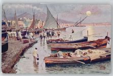 80100 Napoli - Künstlerkarte, Hafen