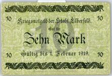 Notgeld 10 Mark , Elberfeld Geld auf AK