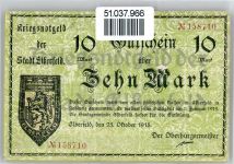 Notgeld 10 Mark , Elberfeld Geld auf AK
