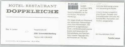 22869 W2000 Schenefeld , Bz Hamburg - Hotel Restaurant Doppeleiche, Klappkarte
