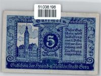 Notgeld 5 Mark , Gera Geld auf AK