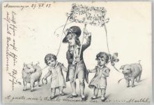 Neujahr Schwein Künstlerkarte