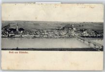 94474 W8358 Vilshofen an der Donau - Eisenbahnbrücke, Vorstadt, Stadtpfarrkirche