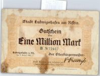 Notgeld 1 Millionen Mark , Ludwigshafen Geld auf AK
