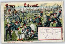 Bivauak Militär Humor WK I Lithographie