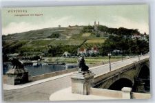 97070 W8700 Würzburg - Brücke, Steinfiguren Löwen, Käppele