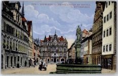 87600 W8950 Kaufbeuren Lithographie Obere Kaiser Max Strasse Neptunbrunnen