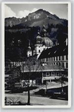 82488 W8107 Ettal - Blick zur Kirche, mit Laber