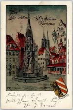 90402 W8500 Nürnberg 1901 Künstlerkarte sign. WR Wappen St. Hebaldiskirche