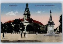 38300 W3340 Wolfenbüttel , Niedersachs Lithographie Schloss und Kriegerdenkmal