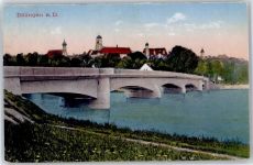 89407 W8880 Dillingen a d Donau - Teilansicht, Brücke, Donau, Kirche