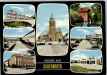 46514 W4235 Schermbeck , Niederrhein - Kirche Terassenhaus Krankenhaus Alte Mühle