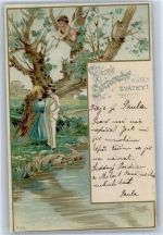 Spruch Poesie Liebe AKU1 Amor 1905 Lithographie