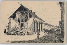 54480 Petitmont Künstlerkarte zerstörte Kirche