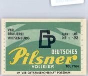 14827 O1825 Wiesenburg , Mark Etikett Deutsches Pilsner