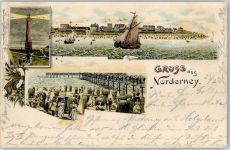26548 W2982 Norderney Lithographie Leuchtturm
