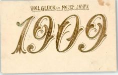 1909 Neujahr Jahreszahl Prägedruck