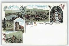 77887 W7595 Sasbachwalden Lithographie / Künstlerkarte Mummelsee Mornisgrinde Gaishölle