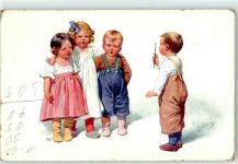 Lied singen Kinder Feiertag, K. 1911 Künstlerkarte