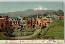 98039 Taormina 1905 Lithographie / Künstlerkarte Teatro Greco