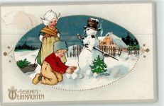 Hollandkind Weihnachten Schneemann Künstlerkarte