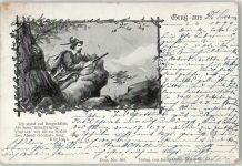 Jäger Jagd 1899 Künstlerkarte