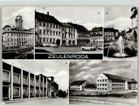 07937 O6570 Zeulenroda - Hotel Thüringer Hof Markt Karpfenpfeiferbrunnen Kulturhaus Oberschule Rathaus Gasthaus