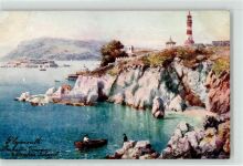 Plymouth Lithographie / Künstlerkarte Leuchtturm