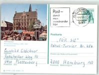46395 W4290 Bocholt Ganzsache Marktszene Rathaus Blumenmarkt