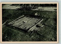 W7952 Bad Buchau Wasserburg Buchau Reste Holzhütte ältere Siedlung Mann Korb Verlag A. Weber No.4 Archäologie