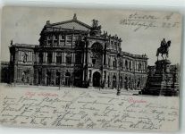 01067 O8000 Dresden 1901 Foto AK Denkmal Reiterstandbild Hoftheater