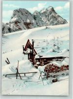87459 W8962 Pfronten 1967 Winter Bergwachthütte auf der Hochalp Ort lt. Stempel