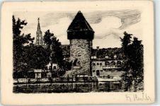 78462 W7750 Konstanz Radierung Alter Rheintorturm