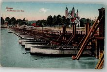 67346 W6720 Speyer 1918 Foto AK Schiffbrücke Kirche Dom