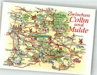 04687 O7247 Trebsen , Mulde - Landkarte zwischen Collm und Mulde
