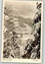 87534 W8974 Aach i Allgäu Winter Panorma des Ortes mit Kirche Maria Schnee Fotograf Roessler