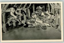 Karikatur Untertage AK Bergbau Künstlerkarte
