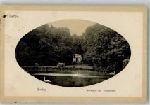 99867 O5800 Gotha , Thür 1935 Gebrauchsspuren Parktiech mit Tempelchen Künstlerton-Postkarte
