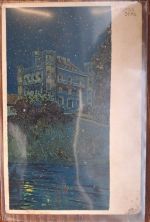 82335 W8137 Berg , Starnberger See Gebrauchsspuren Schloss Nacht Lithographie