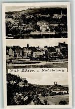06628 O4803 Bad Kösen Foto AK Panorama des Ortes an der Saale mit Rudelsburg