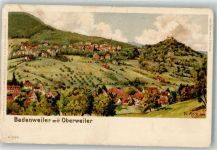 79410 W7847 Badenweiler Gebrauchsspuren Oberweiler Kirche sign. Fr. Keck Lithographie