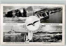 27498 W2192 Helgoland 1956 Foto AK Hafen MS Wappen von Hamburg Westküste