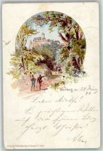 99510 O5321 Wartburg 1894 Gebrauchsspuren Burg Bahnpost Lithographie