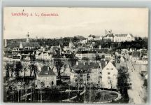 86899 W8910 Landsberg a. Lech 1907 - Panorama des Ortes mit Stadtpfarrkirche Mariä Himmelfahrt und Heilig-Geist-Spital Fotograf Sutor