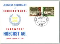 60308 W6000 Höchst 1963 Sonderstempel 100 Jahre Farbwerke Hoechst