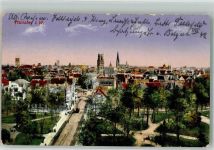 48143 W4400 Münster , Westf 1916 - Panorama des Ortes mit Ludgerikirche Verlag Zieher, Ottmar 9476 Feldpost WK I