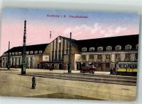 76131 W7500 Karlsruhe , Baden 1918 - Hauptbahnhof Straßenbahn Oldtimer